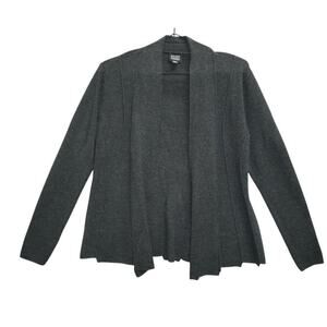 Eileen Fisher Charcoal Gray Open Front Knit Cardigan Sweater Italian Yarn XS